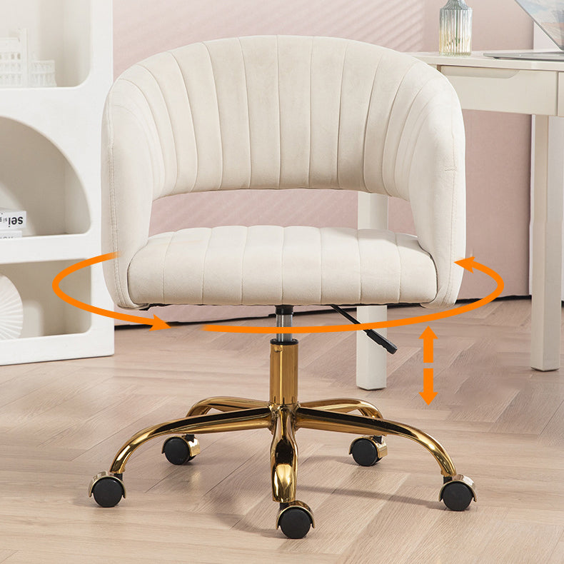 Contemporary Scandinavian Liftable Swivel Desk Chair with Curved Square Metal Frame, Hemp Velvet Upholstery, Backrest and Armrests for Home Office