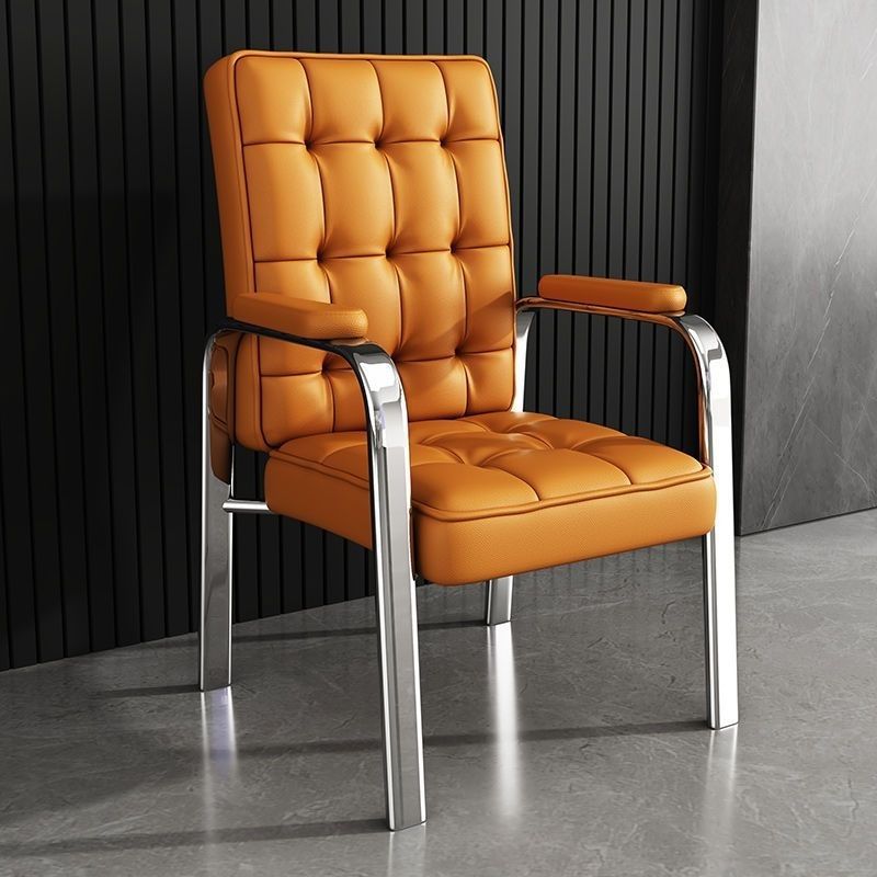 Modern Luxury PU Leather Accent Chair with Steel Frame, Backrest & Armrests for Living Room