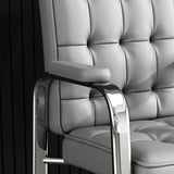 Modern Luxury PU Leather Accent Chair with Steel Frame, Backrest & Armrests for Living Room