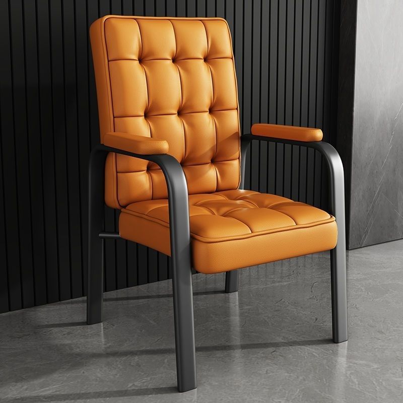 Modern Luxury PU Leather Accent Chair with Steel Frame, Backrest & Armrests for Living Room