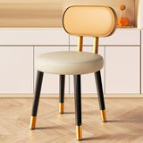 Contemporary Nordic Round Rectangular Carbon Steel Faux Nappa Leather Dining Chair Backrest For Dining Room