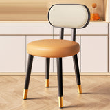 Contemporary Nordic Round Rectangular Carbon Steel Faux Nappa Leather Dining Chair Backrest For Dining Room