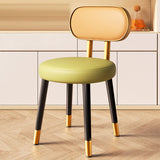 Contemporary Nordic Round Rectangular Carbon Steel Faux Nappa Leather Dining Chair Backrest For Dining Room