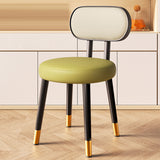 Contemporary Nordic Round Rectangular Carbon Steel Faux Nappa Leather Dining Chair Backrest For Dining Room