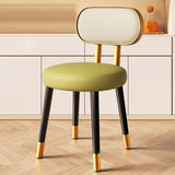 Contemporary Nordic Round Rectangular Carbon Steel Faux Nappa Leather Dining Chair Backrest For Dining Room
