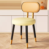 Contemporary Nordic Round Rectangular Carbon Steel Faux Nappa Leather Dining Chair Backrest For Dining Room