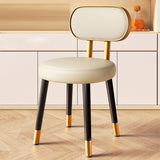 Contemporary Nordic Round Rectangular Carbon Steel Faux Nappa Leather Dining Chair Backrest For Dining Room