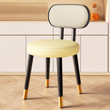 Contemporary Nordic Round Rectangular Carbon Steel Faux Nappa Leather Dining Chair Backrest For Dining Room