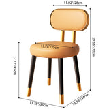 Contemporary Nordic Round Rectangular Carbon Steel Faux Nappa Leather Dining Chair Backrest For Dining Room