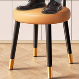 Contemporary Nordic Round Rectangular Carbon Steel Faux Nappa Leather Dining Chair Backrest For Dining Room