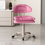 Modern Minimalist Movable Swivel Liftable Desk Chair with PU Leather Backrest – Metal & Nylon Cosmetic Chair for Home Office