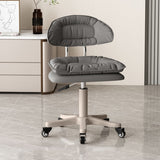 Modern Minimalist Movable Swivel Liftable Desk Chair with PU Leather Backrest – Metal & Nylon Cosmetic Chair for Home Office