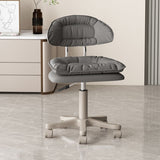 Modern Minimalist Movable Swivel Liftable Desk Chair with PU Leather Backrest – Metal & Nylon Cosmetic Chair for Home Office