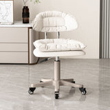 Modern Minimalist Movable Swivel Liftable Desk Chair with PU Leather Backrest – Metal & Nylon Cosmetic Chair for Home Office