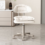 Modern Minimalist Movable Swivel Liftable Desk Chair with PU Leather Backrest – Metal & Nylon Cosmetic Chair for Home Office