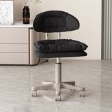 Modern Minimalist Movable Swivel Liftable Desk Chair with PU Leather Backrest – Metal & Nylon Cosmetic Chair for Home Office
