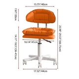 Modern Minimalist Movable Swivel Liftable Desk Chair with PU Leather Backrest – Metal & Nylon Cosmetic Chair for Home Office