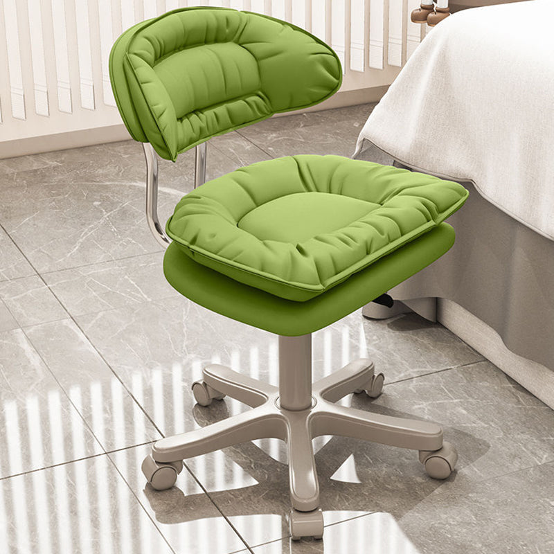 Modern Minimalist Movable Swivel Liftable Desk Chair with PU Leather Backrest – Metal & Nylon Cosmetic Chair for Home Office