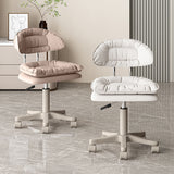 Modern Minimalist Movable Swivel Liftable Desk Chair with PU Leather Backrest – Metal & Nylon Cosmetic Chair for Home Office