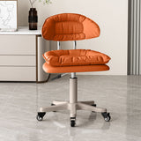 Modern Minimalist Movable Swivel Liftable Desk Chair with PU Leather Backrest – Metal & Nylon Cosmetic Chair for Home Office