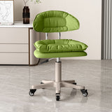 Modern Minimalist Movable Swivel Liftable Desk Chair with PU Leather Backrest – Metal & Nylon Cosmetic Chair for Home Office