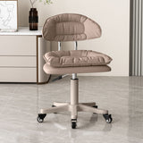 Modern Minimalist Movable Swivel Liftable Desk Chair with PU Leather Backrest – Metal & Nylon Cosmetic Chair for Home Office