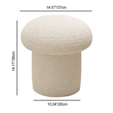 Scandinavian Contemporary Mushroom-Style Vanity Stool — Round Wood Cylinder with Lambswool, Bedroom Accent