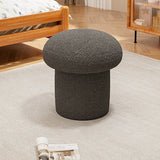 Scandinavian Contemporary Mushroom-Style Vanity Stool — Round Wood Cylinder with Lambswool, Bedroom Accent
