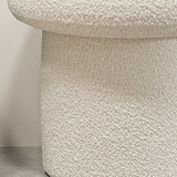 Scandinavian Contemporary Mushroom-Style Vanity Stool — Round Wood Cylinder with Lambswool, Bedroom Accent