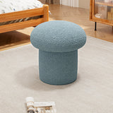 Scandinavian Contemporary Mushroom-Style Vanity Stool — Round Wood Cylinder with Lambswool, Bedroom Accent