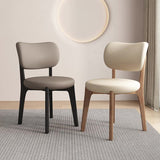 Contemporary Scandinavian Oak Dining Chair with Faux Leather Upholstery and Round-Curved Backrest – Ideal for Dining Rooms