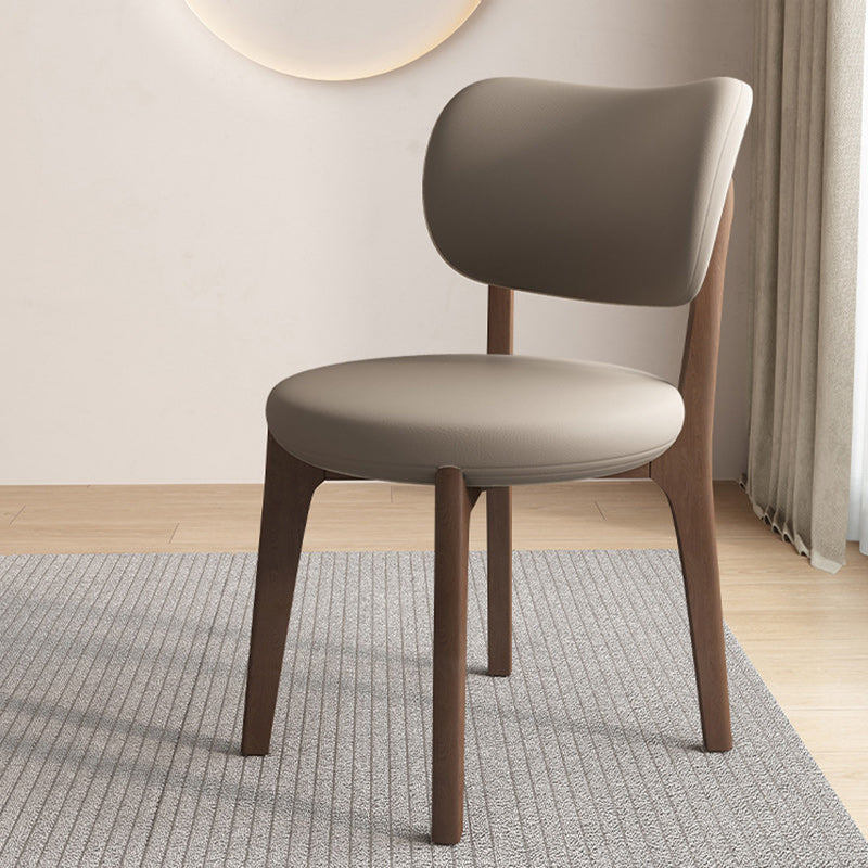 Contemporary Scandinavian Oak Dining Chair with Faux Leather Upholstery and Round-Curved Backrest – Ideal for Dining Rooms
