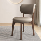 Contemporary Scandinavian Oak Dining Chair with Faux Leather Upholstery and Round-Curved Backrest – Ideal for Dining Rooms