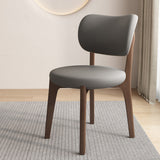 Contemporary Scandinavian Oak Dining Chair with Faux Leather Upholstery and Round-Curved Backrest – Ideal for Dining Rooms