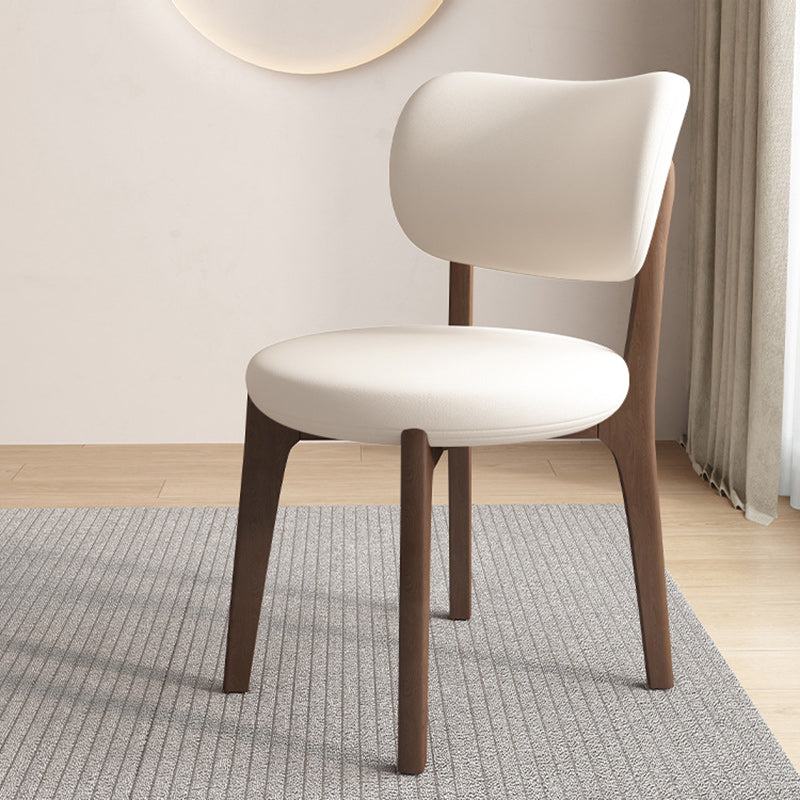 Contemporary Scandinavian Oak Dining Chair with Faux Leather Upholstery and Round-Curved Backrest – Ideal for Dining Rooms