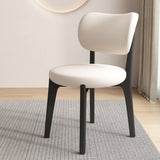 Contemporary Scandinavian Oak Dining Chair with Faux Leather Upholstery and Round-Curved Backrest – Ideal for Dining Rooms