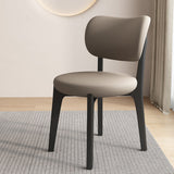 Contemporary Scandinavian Oak Dining Chair with Faux Leather Upholstery and Round-Curved Backrest – Ideal for Dining Rooms