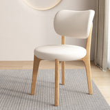 Contemporary Scandinavian Oak Dining Chair with Faux Leather Upholstery and Round-Curved Backrest – Ideal for Dining Rooms