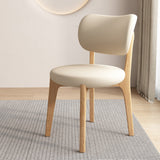 Contemporary Scandinavian Oak Dining Chair with Faux Leather Upholstery and Round-Curved Backrest – Ideal for Dining Rooms