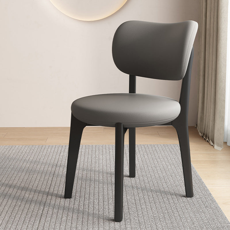 Contemporary Scandinavian Oak Dining Chair with Faux Leather Upholstery and Round-Curved Backrest – Ideal for Dining Rooms