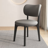 Contemporary Scandinavian Oak Dining Chair with Faux Leather Upholstery and Round-Curved Backrest – Ideal for Dining Rooms