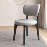 Contemporary Scandinavian Oak Dining Chair with Faux Leather Upholstery and Round-Curved Backrest – Ideal for Dining Rooms