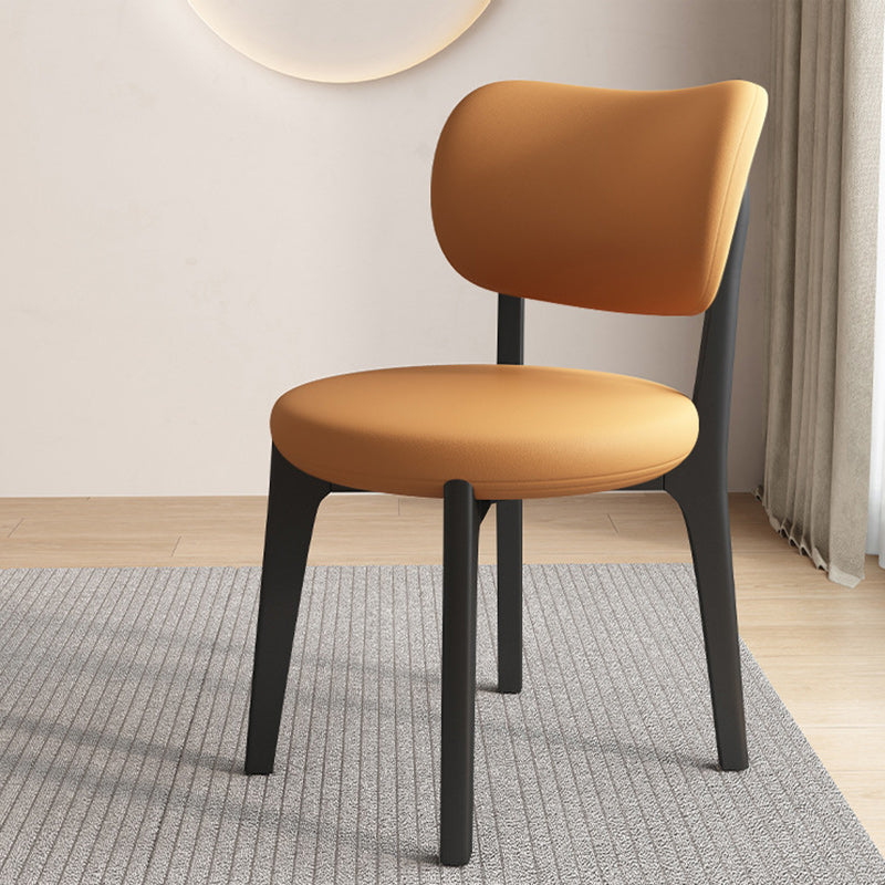 Contemporary Scandinavian Oak Dining Chair with Faux Leather Upholstery and Round-Curved Backrest – Ideal for Dining Rooms