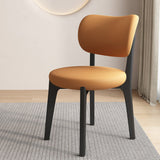 Contemporary Scandinavian Oak Dining Chair with Faux Leather Upholstery and Round-Curved Backrest – Ideal for Dining Rooms