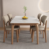 Contemporary Scandinavian Oak Dining Chair with Faux Leather Upholstery and Round-Curved Backrest – Ideal for Dining Rooms