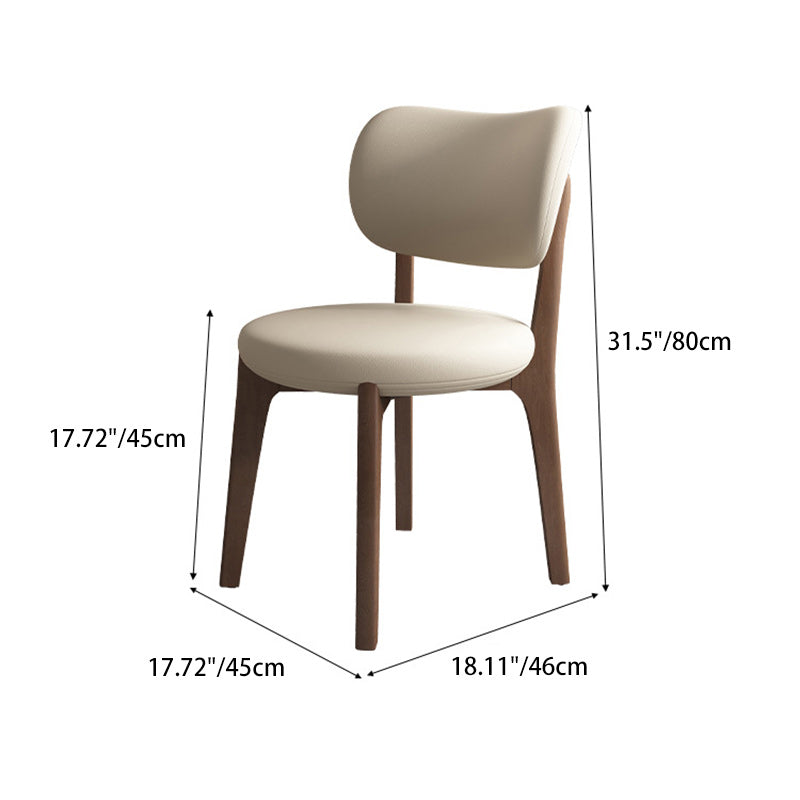 Contemporary Scandinavian Oak Dining Chair with Faux Leather Upholstery and Round-Curved Backrest – Ideal for Dining Rooms