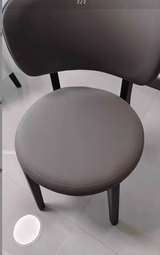 Contemporary Scandinavian Oak Dining Chair with Faux Leather Upholstery and Round-Curved Backrest – Ideal for Dining Rooms