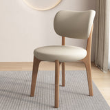 Contemporary Scandinavian Oak Dining Chair with Faux Leather Upholstery and Round-Curved Backrest – Ideal for Dining Rooms