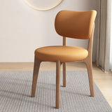 Contemporary Scandinavian Oak Dining Chair with Faux Leather Upholstery and Round-Curved Backrest – Ideal for Dining Rooms
