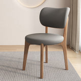 Contemporary Scandinavian Oak Dining Chair with Faux Leather Upholstery and Round-Curved Backrest – Ideal for Dining Rooms